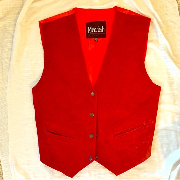 Mariah Jackets & Blazers - Mariah Vintage Red Suede Vest 2XL